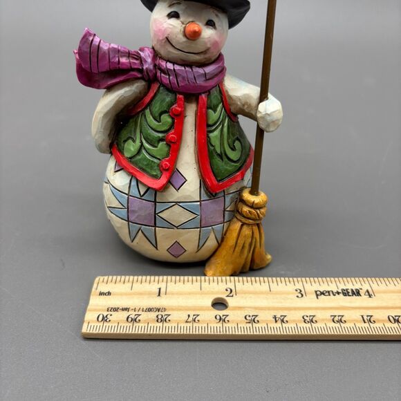 Jim Shore Heartwood Creek Snowman Ready Set Snow Figurine 2015 Enesco 5" 4047773 - Picture 2 of 7